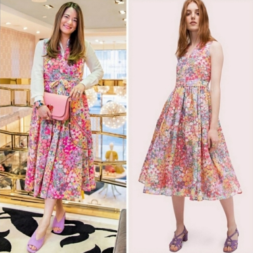 Kate Spade Floral Dots Burnout Sleeveless Midi Dress